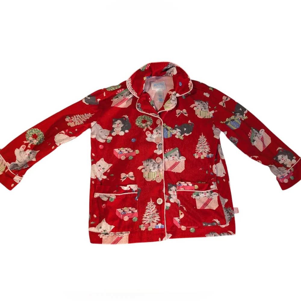 Nick & Nora y2k Red Holiday Christmas Kitten Cats Kids Pajama Set Size‎ 4/5